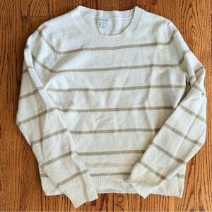 J.Crew White and Gold Metallic Women’s Striped Sweater size Medium